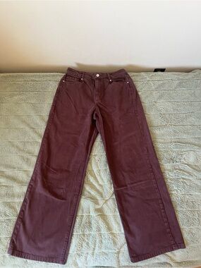 High Waisted Wide Leg Denim Pants in Brown